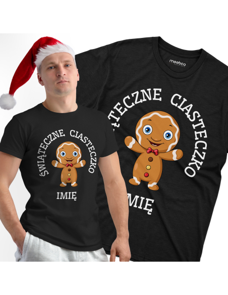 KOSZULKA MĘSKA Świąteczne ciasteczko mucha + Twoje imię
