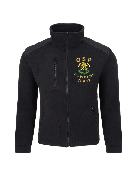 Gruby POLAR 340 z symbolem OSP Laur + Twój tekst - Czarny/Złota nić