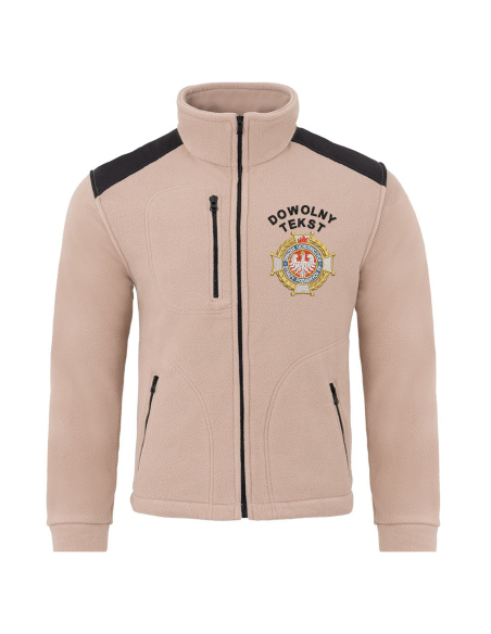 Gruby POLAR 340 z symbolem OSP + Twój tekst - Sand/Czarna nić