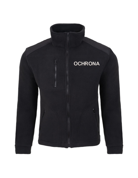 Gruby POLAR 340 Z wyhaftowanym napisem Ochrona - Czarny