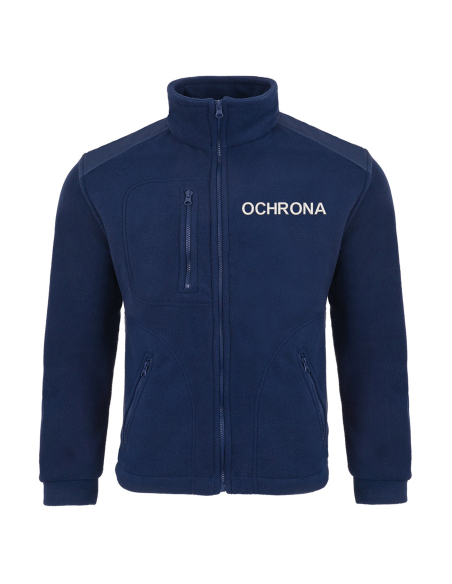 Gruby POLAR 340 Z wyhaftowanym napisem Ochrona - Granatowy