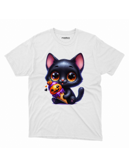 Koszulka DZIECIĘCA Halloween kot z lodem dyniowym