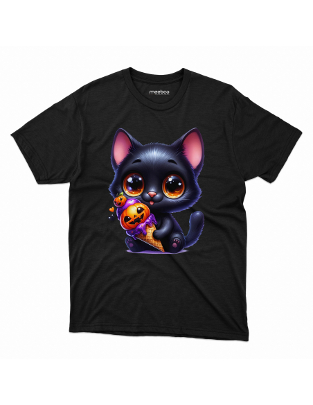 Koszulka DZIECIĘCA Halloween kot z lodem dyniowym