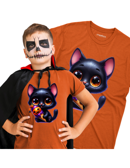 Koszulka DZIECIĘCA Halloween kot z lodem dyniowym
