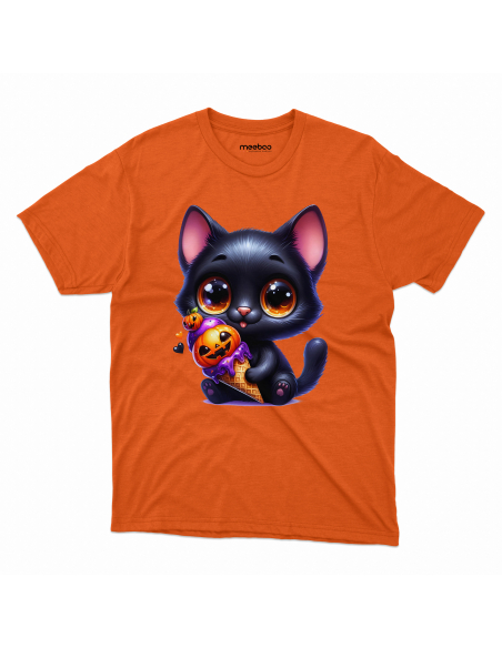 Koszulka DZIECIĘCA Halloween kot z lodem dyniowym
