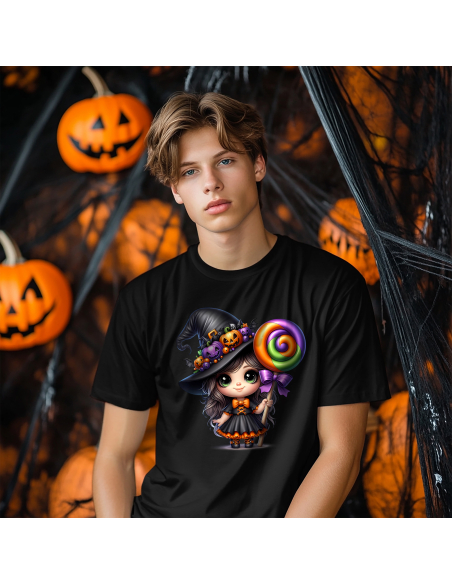 Koszulka DZIECIĘCA Halloween wiedźma z lizakiem