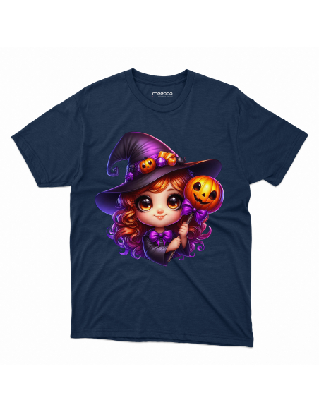 Koszulka DZIECIĘCA Halloween wiedźma z różdżką dyniową