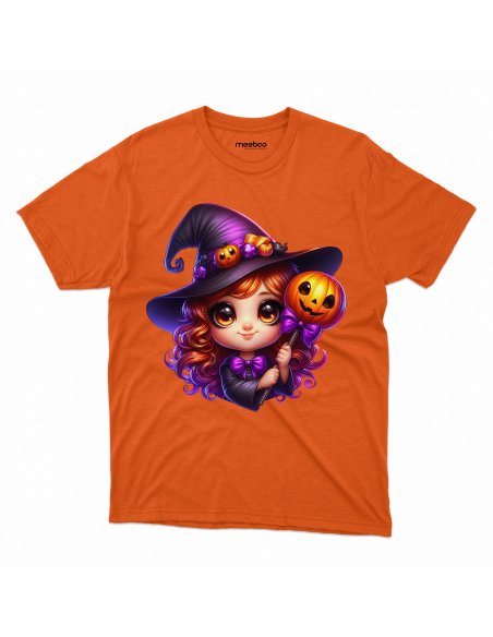 Koszulka DZIECIĘCA Halloween wiedźma z różdżką dyniową