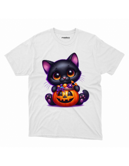 Koszulka DZIECIĘCA Halloween kot z dynią