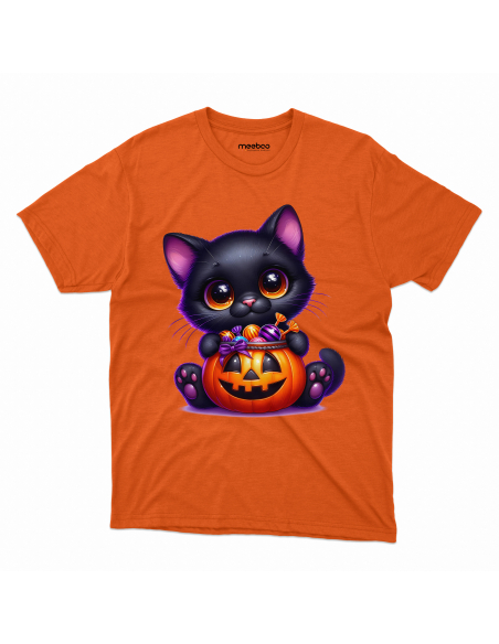 Koszulka DZIECIĘCA Halloween kot z dynią