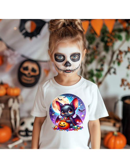 Koszulka DZIECIĘCA Halloween nietoperz z dynią