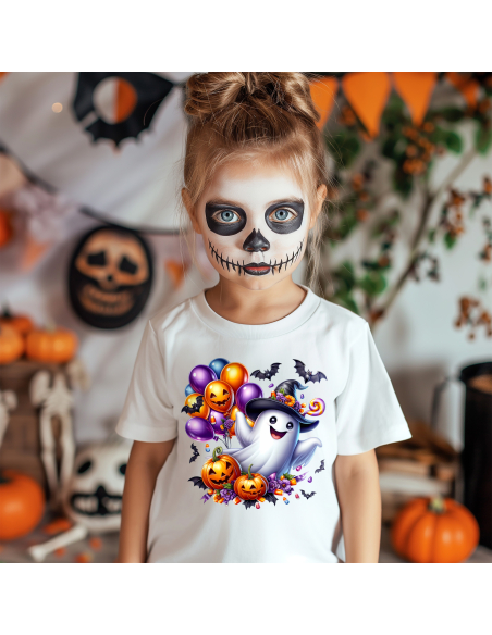 Koszulka DZIECIĘCA Halloween duszek z balonami