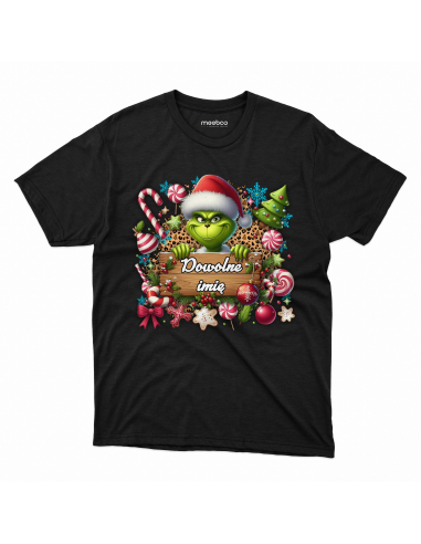 KOSZULKA MĘSKA Grinch z tabliczka -...