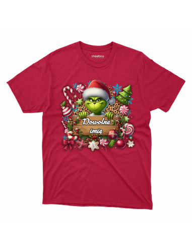 KOSZULKA MĘSKA Grinch z tabliczka -...