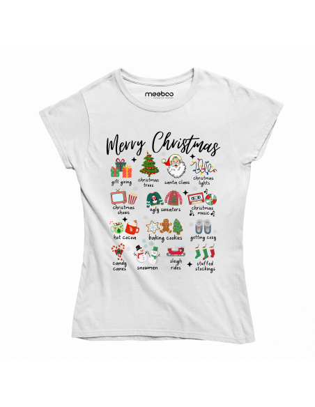 KOSZULKA DAMSKA Merry Christmas - świąteczne elementy