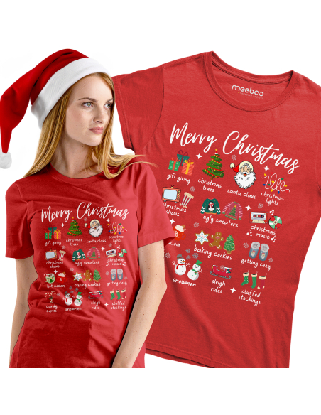 KOSZULKA DAMSKA Merry Christmas - świąteczne elementy