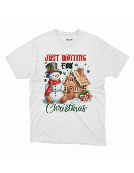 KOSZULKA MĘSKA Just waiting for Christmas - Domek i bałwan