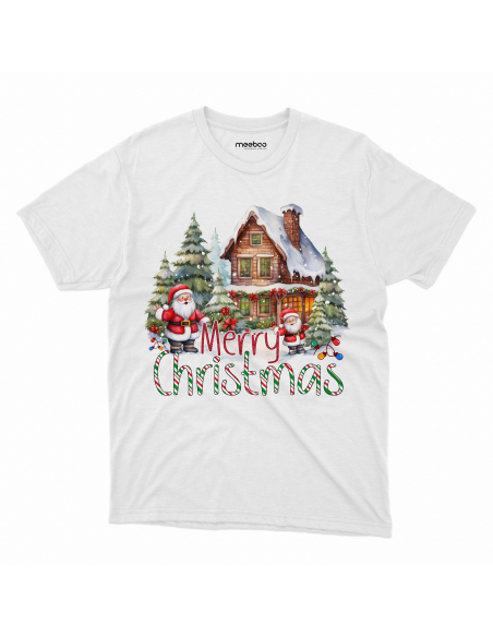 KOSZULKA MĘSKA Merry Christmas Mikołaj i domek