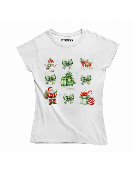KOSZULKA DAMSKA Choinka, prezenty i wstążki