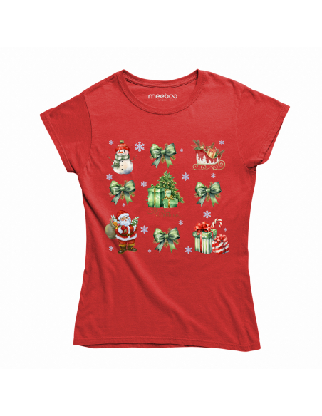 KOSZULKA DAMSKA Choinka, prezenty i wstążki