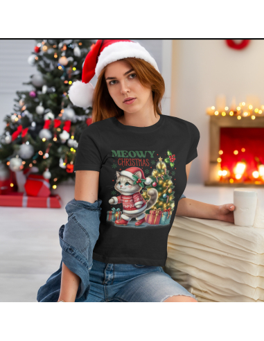 KOSZULKA DAMSKA Meowy Christmas Kotek