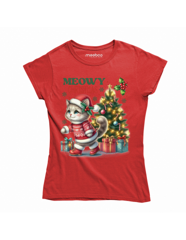 KOSZULKA DAMSKA Meowy Christmas Kotek