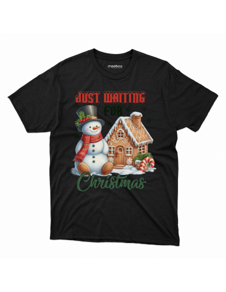KOSZULKA DZIECIĘCA Just waiting for Christmas - Domek i bałwan