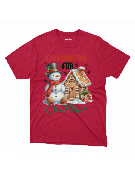 KOSZULKA DZIECIĘCA Just waiting for Christmas - Domek i bałwan