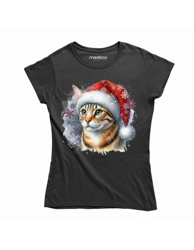 KOSZULKA DAMSKA Świąteczny kotek w...