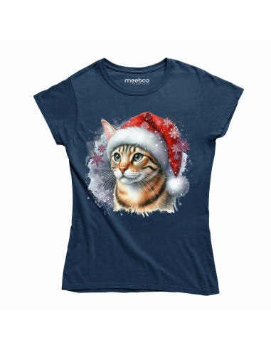 KOSZULKA DAMSKA Świąteczny kotek w...