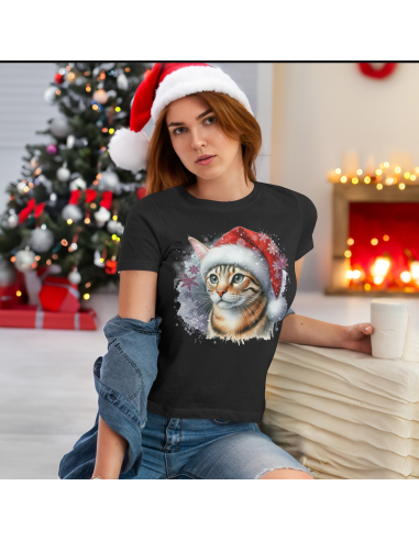 KOSZULKA DAMSKA Świąteczny kotek w...