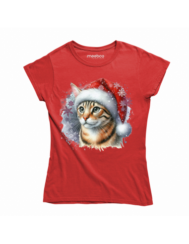 KOSZULKA DAMSKA Świąteczny kotek w...