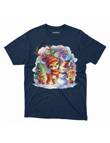 KOSZULKA DZIECIĘCA Świąteczny jelonek lepiący bałwana