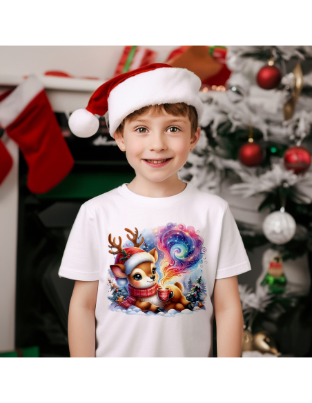 KOSZULKA DZIECIĘCA Świąteczny jelonek z kubkiem