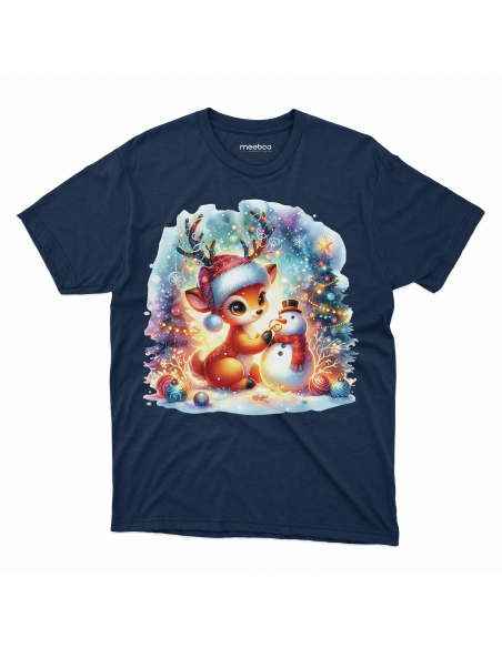 KOSZULKA DZIECIĘCA Świąteczny jelonek z bałwankiem