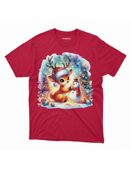 KOSZULKA DZIECIĘCA Świąteczny jelonek z bałwankiem