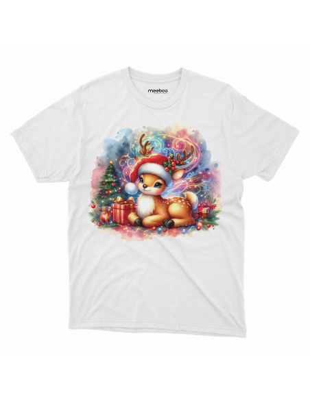 KOSZULKA DZIECIĘCA Jelonek w czapce mikołaja i prezentami