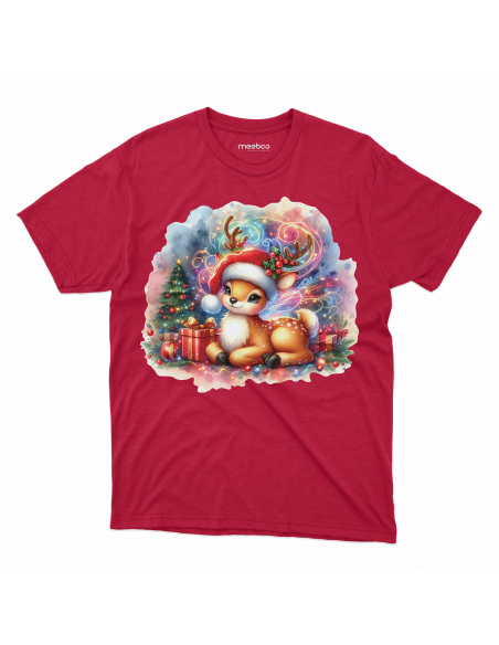 KOSZULKA DZIECIĘCA Jelonek w czapce mikołaja i prezentami