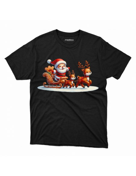 KOSZULKA DZIECIĘCA Mikołaj piernik w saniach z reniferami