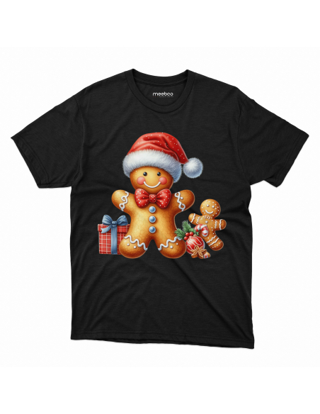 KOSZULKA DZIECIĘCA Piernik w czapce mikołaja i muchą