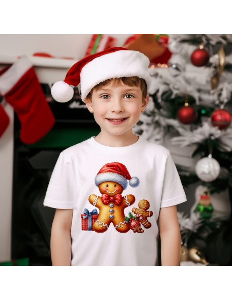 KOSZULKA DZIECIĘCA Piernik w czapce mikołaja i muchą