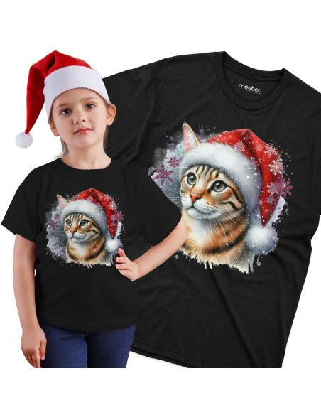 KOSZULKA DZIECIĘCA Świąteczny kotek w czapce mikołaja