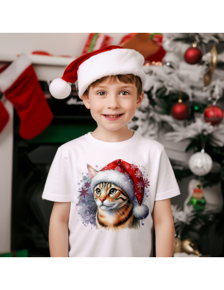 KOSZULKA DZIECIĘCA Świąteczny kotek w czapce mikołaja