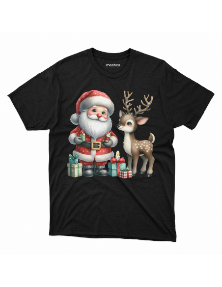 KOSZULKA DZIECIĘCA Mikołaj z reniferem i prezentami