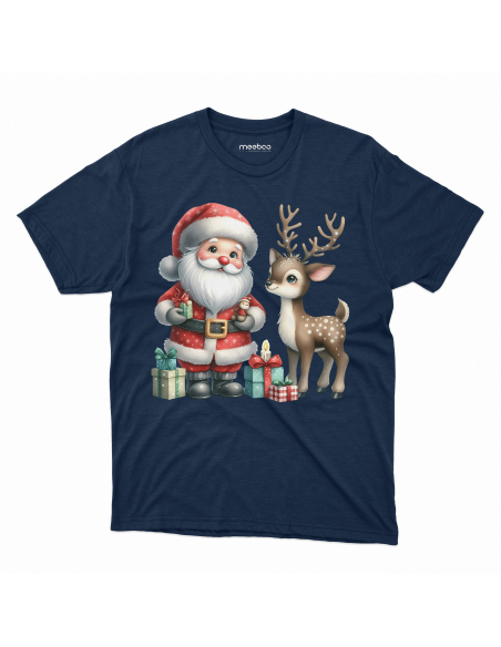 KOSZULKA DZIECIĘCA Mikołaj z reniferem i prezentami