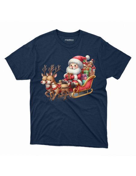 KOSZULKA DZIECIĘCA Mikołaj w saniach z reniferami i prezentami