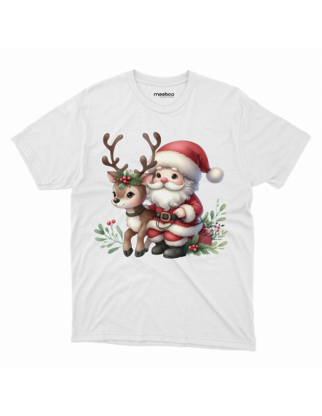 KOSZULKA DZIECIĘCA Mikołaj przytulający renifera