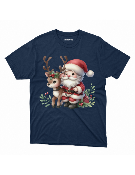 KOSZULKA DZIECIĘCA Mikołaj przytulający renifera