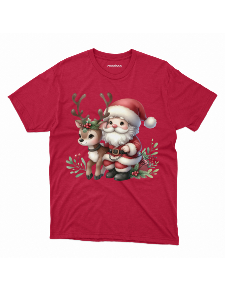 KOSZULKA DZIECIĘCA Mikołaj przytulający renifera