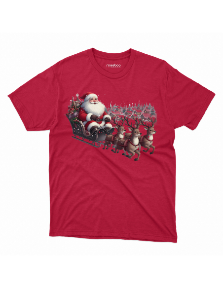 KOSZULKA DZIECIĘCA Sanie z reniferami i mikołajem